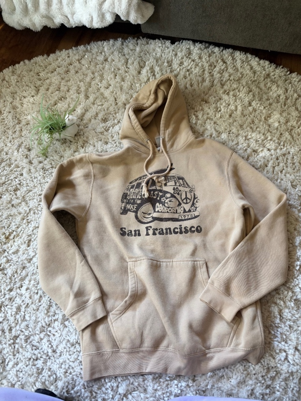 Lane Seven San Francisco Volkswagen Van Graphic Hoodie in beige with a custom vi